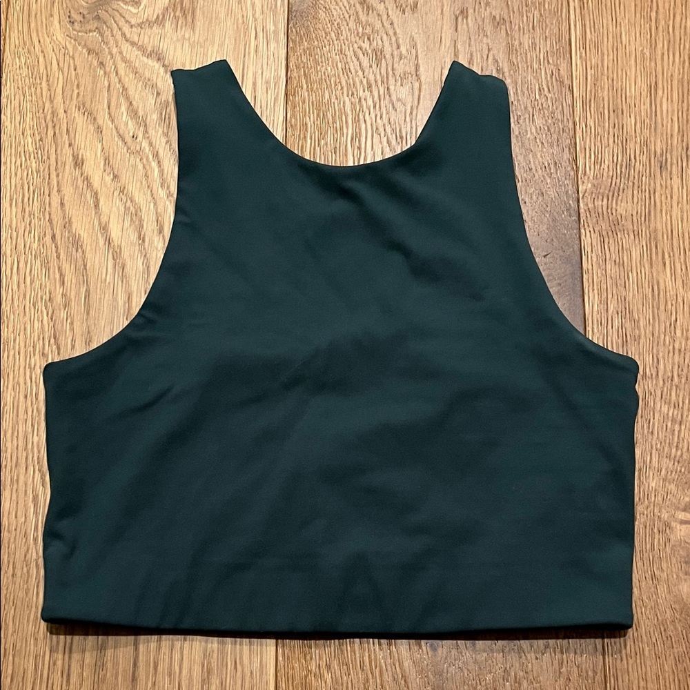 Girlfriend Collective Forest Green Racerback Bra, size medium
